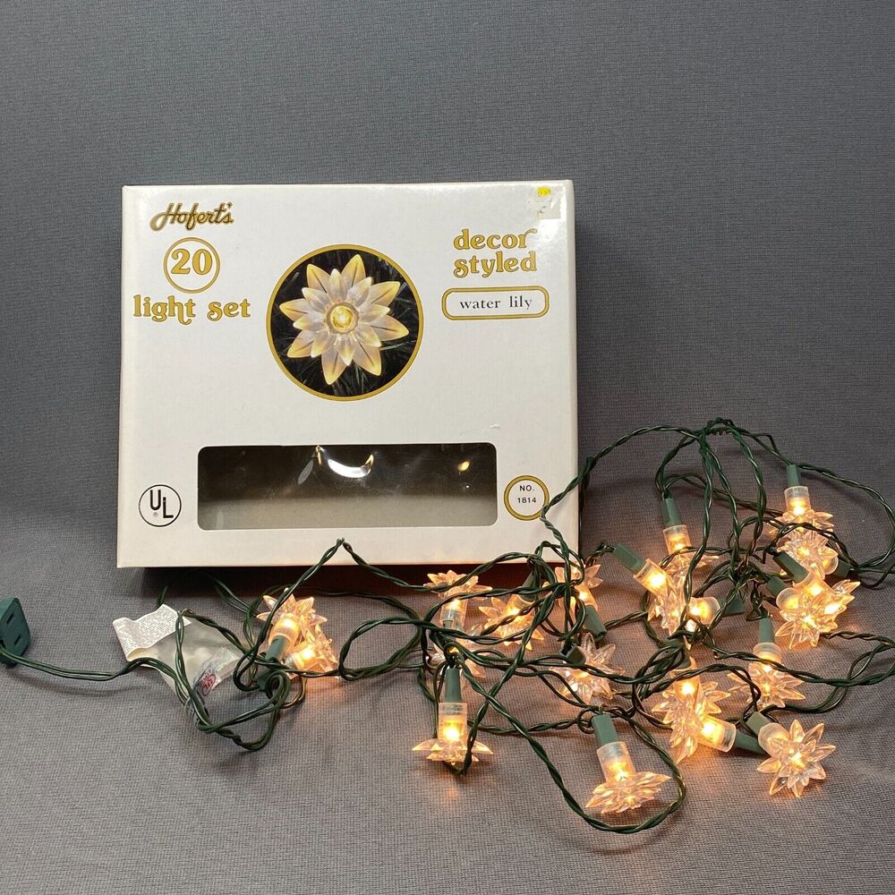 Hofert's Water Lily Flower String Lights 20 Light Set VTG Christmas Patio Decor